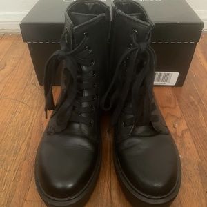 Aqua Black Platform Combat Boots